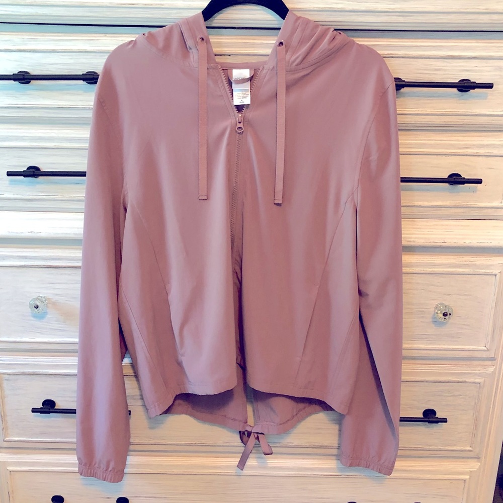 Victoria Sport pink zip up hooded windbreaker Sz M